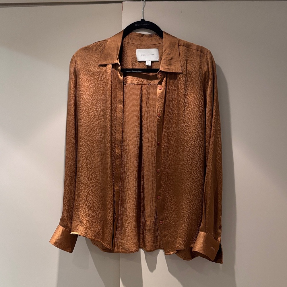 Brochu Walker Eden Blouse in Copper Hammered Silk Size S